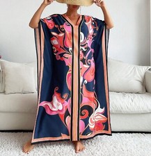 Ladies  Bright Boho  Arty  Holiday Beach Coverup Kimono Kaftan Long Dress  14