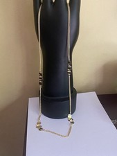 Unworn Sterling Silver Yellow Gold Disc Design Three Chain Necklace 24 Inch Long