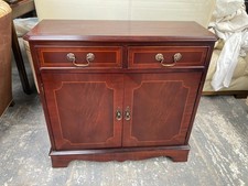 Vintage Antique Style Narrow Brown Wooden Cabinet Drawers Hall Console Table