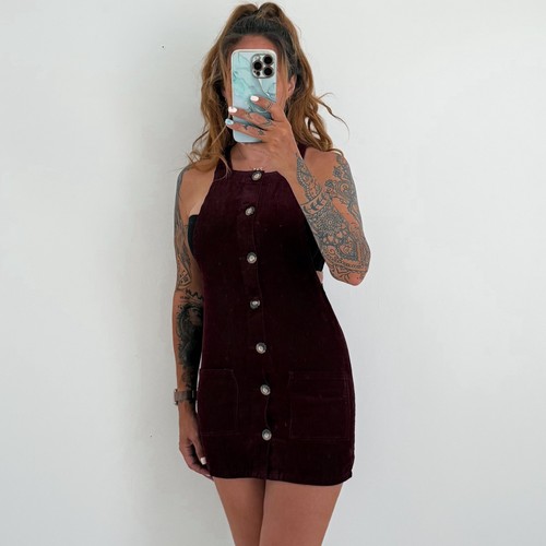 Ladies burgundy pinafore dress - burgundy,