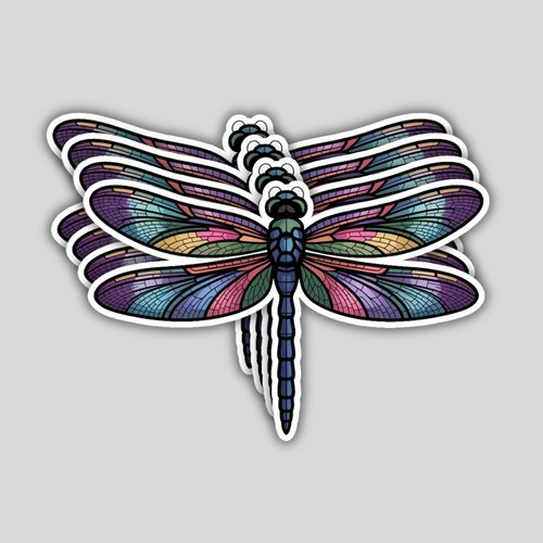 4pcs dragonfly stained glass - dragonfly,