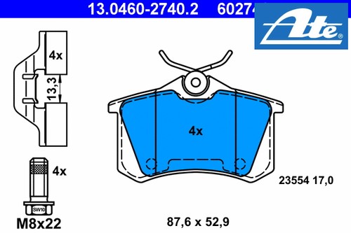 Rear brake pad set - set,