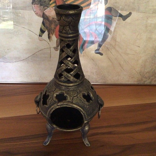 Vintage cast iron chiminea - vintage,