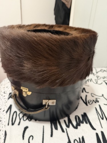 Brown fur hat with - brown,