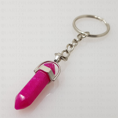 Magenta jade crystal keyring - crystal,