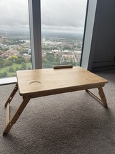 Bamboo Adjustable Laptop Desk Foldable Breakfast Serving Bed Tray