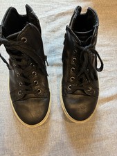 Ecco Girls Ankle Boots Black Leather Zip Up Size UK 2