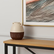 14" Brown And Cream Ceramic
