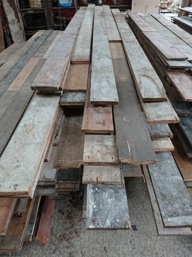 Reclaimed pine floorboards