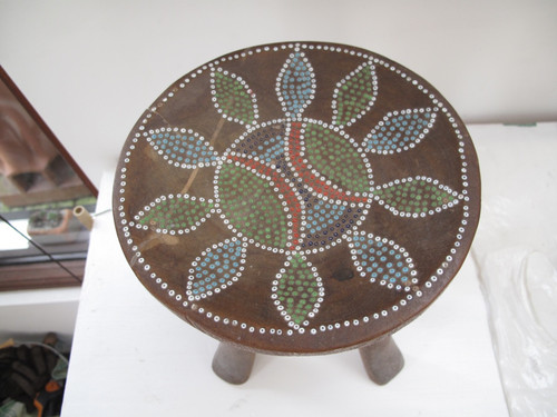 African beaded wooden stool - beaded,