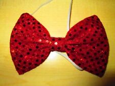 Red Sparkly Shiny Sequin Bow Tie Elastic Fancy Dress Columbia Rocky Horror Show