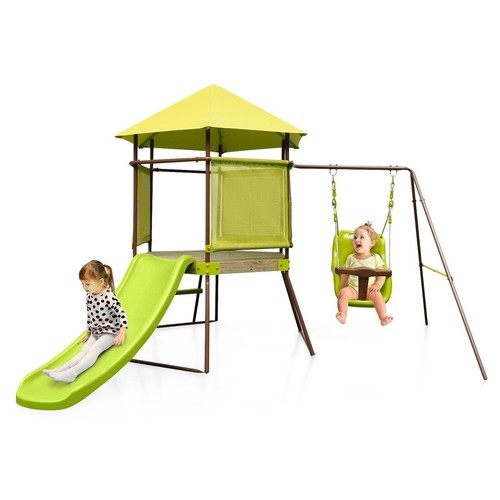 Costway outdoor kids swing set - costway,