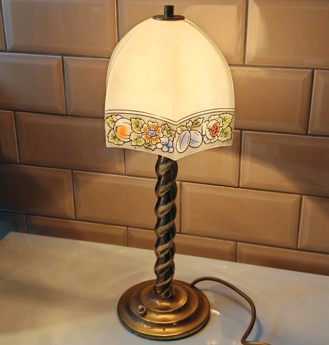 Vintage glass brass lamp - vintage,