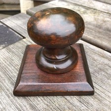 Old Vintage Antique Dark Stained Pine Cupboard Door Handle With Square Backplate