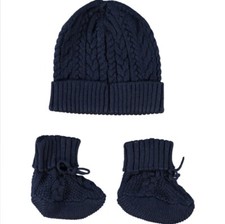 Ralph Lauren Baby Unisex Navy Knitted Beanie Hat & Booties 0-3 And 6-9 Months