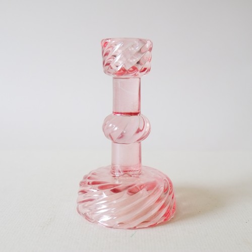Pink glass candlestick candle - glass,