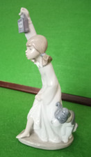 NAO Lladro Figurine Girl With Dog and  Lantern VGC  1990.  21.5 cm.