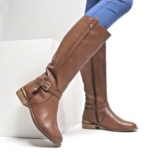 SCHUH Tan Leather Riding Boots