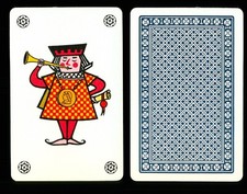 1 x Joker with trumpet herald playing card Geometric pattern AC 517