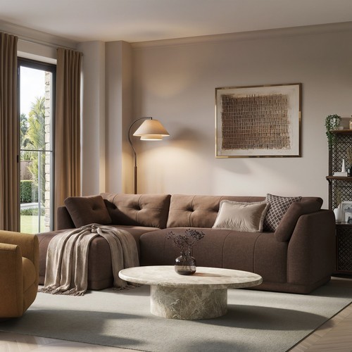 Brown fabric seater - fabric, 4