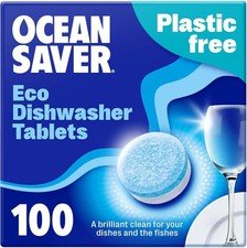 OceanSaver Eco-Friendly Dishwasher Tablets – 100 Pack | Plastic-Free Cleaning