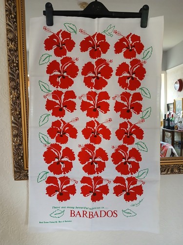 Vtg 70s barbados hibiscus - barbados,