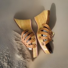 TED BAKER NWOB Beautiful Boho Nude Leather Wooden Wedge Rope Sandal Size 5