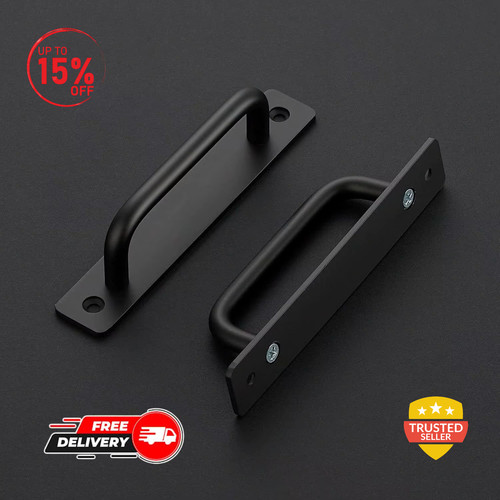 2pcs black sliding barn door - black,