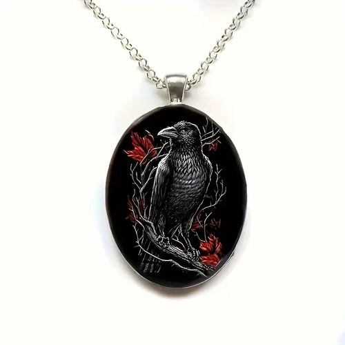 Black eagle oval pendant - black,