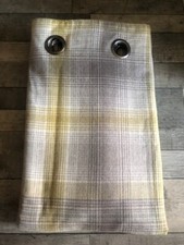 NEXT OCHRE GREY WOVEN Check Eyelet SINGLE / DOOR CURTAIN 228X229 CM (89x90" HUGE