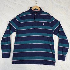 Joules Onside Rugby Shirt Men's Large Long Sleeves Green Navy Striped Jersey