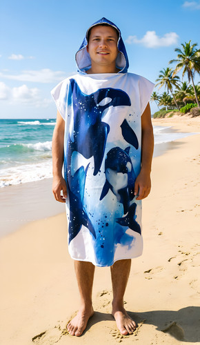 Hooded towel poncho sea - towel,