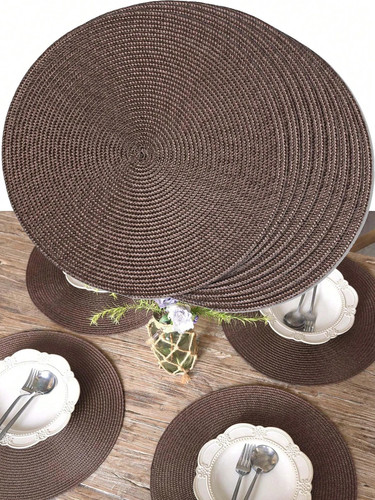 Round brown handwoven placemat - round,