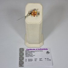 Gemporia Sunset Sapphire & White Zircon Sterling Silver Ring Size 9 / R-S COA