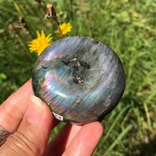 Labradorite Purple Blue Flash Palm Stone Crystal