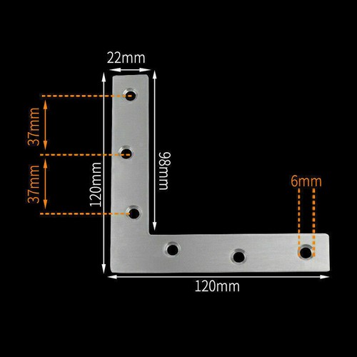 Steel flat right bracket - steel, 90°