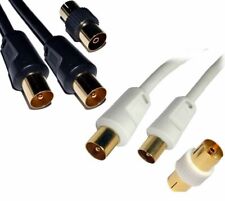 Coaxial TV Aerial Cable RF Male to Male Lead with Coupler Digital Coax 1m - 50m