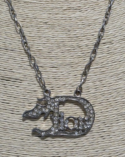 Dior rhinestone logo - dior, necklace