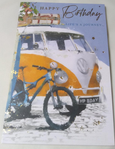 Vintage car birthday card - car,