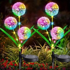 2PK Solar Flower Lights Color Changing Dandelion Outdoor Garden Lawn Stake Lamp