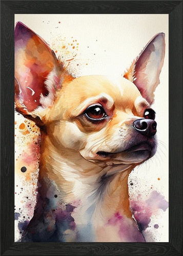 Chihuahua watercolor framed - watercolor,
