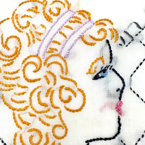 Antique hand embroidered silk - antique,