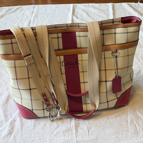 Coach plaid large - plaid, tote