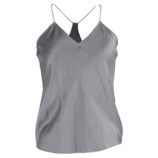 Theory V-Neck Camisole Top in Grey Silk