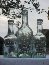 3x VICTORIAN R. L. JONES MANSFIELD BEER SODA POP BOTTLES VINTAGE OLD ANTIQUE