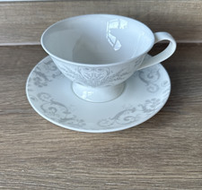 Laura Ashley Cup & Saucer Josette Floral Silver Fine Bone China