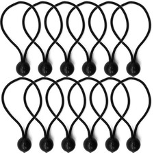 12-96pk Bungee Balls 6" Loops Black Elastic Shock Cord Tarpaulin Tarp Ties Tent