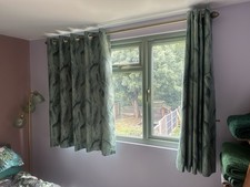 Dunelm Malawi Eyelet Curtains - Green Palm Print - 168 x 137cm 66 x 54in