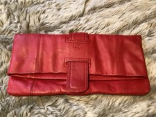 FAITH a soft Red Leather Clutch Bag.