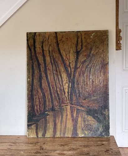 Large french vintage oil - ,